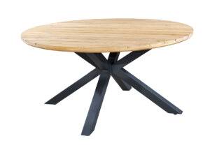 YOI | Noas | Esstisch rund groß | Aluminium - Teak | dunkelgrau