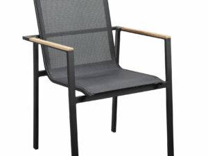 YOI | Mizu | stapelbarer Esszimmerstuhl | Aluminium - textilene | schwarz