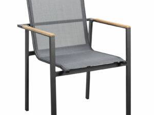 YOI | Mizu | stapelbarer Esszimmerstuhl | Aluminium - textilene | dunkelgrau
