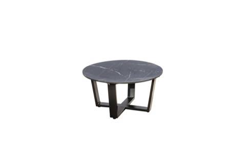 YOI | Teeburu | Couchtisch | Ø 60 cm x 31 cm | Aluminium - HPL | schwarz-schiefer