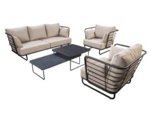 YOI | Taiyo | Sofagarnitur inkl. 78 * 78 + 120 * 60 hpl CT | Aluminium hpl | schwarz