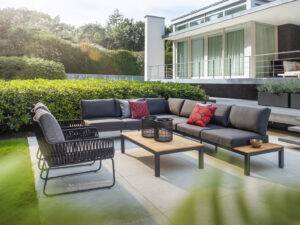 YOI | Tori | Set ohne Couchtisch | Aluminium - Teak | schwarz