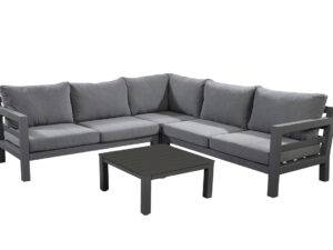 YOI | Midori | Eckset klein mit Couchtisch | Aluminium - Teak