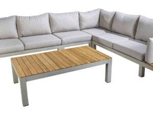 YOI | Midori | Eckset Insel XL mit Couchtisch | Aluminium - Teak