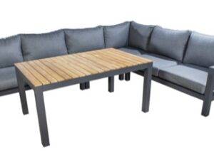 YOI | Midori | Eckset XL mit Lounge-Esstisch | Aluminium - Teak