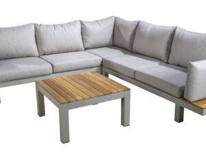 YOI | Midori | Eckset Insel klein mit Couchtisch | Aluminium - Teak