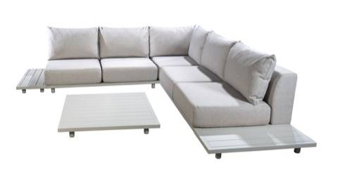 YOI | Vallon | Eckset 2 * 2-Sitzer-Sofa + Ecke + 2 * Beistelltisch | Aluminium - Olefin | salix