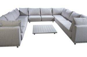 YOI | Vallon | U-Form-Set 3-Sitzer-Armlehne links + rechts + 2 * Ecke + 2-Sitzer | Aluminium - Olefin | salix