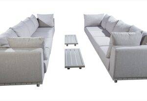 YOI | Vallon | Face-to-Face-Set 3-Sitzer-Armlehne links + rechts + 2 * Ecke 2 * Beistelltisch | Aluminium | salix