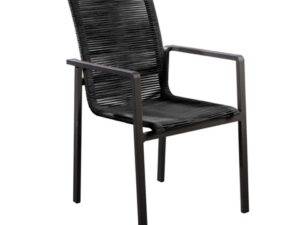 YOI | Ishi | stapelbarer Esszimmerstuhl | Aluminium Rope | schwarz