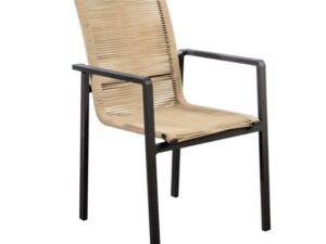 YOI | Ishi | stapelbarer Esszimmerstuhl | Aluminium - Rope | schwarz