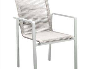 YOI | Ishi | stapelbarer Esszimmerstuhl | Aluminium - Rope | weiß