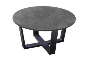 YOI | Teeburu | Couchtisch | Ø 60 cm x 31 cm | Aluminium - HPL | schwarz-beton