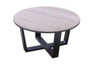 YOI | Teeburu | Couchtisch | Ø 60 cm x 31 cm | Aluminium | HPL | schwarz-travertin