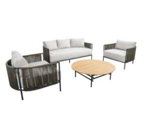 YOI | Umi | Lounge-Set 2* Lc + Sofa + CT rechteckig - rund | Aluminium |