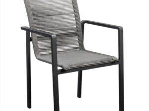 YOI | Ishi | stapelbarer Esszimmerstuhl | Aluminium | Rope | schwarz