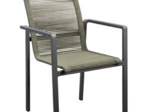 YOI | Ishi | stapelbarer Esszimmerstuhl | Aluminium - Rope | dunkelgrau