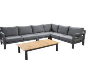 YOI | Midori | Eckset XL mit Couchtisch | Aluminium - Teak