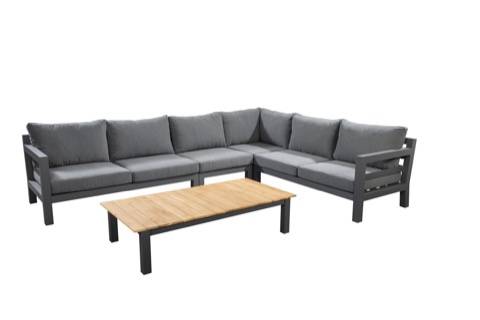 YOI | Midori | Eckset XL mit Couchtisch | Aluminium - Teak