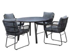 YOI | Teeburu | Couchtisch | Ø 75 cm x 35 cm | Aluminium | HPL | schwarz-travertin